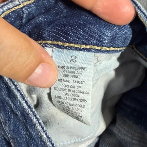 Y2K American Eagle Denim Micro Mini Skirt Womens 2 Blue Distressed Low Rise - Picture 3 of 9